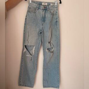 Cotton On Light Blue Distressed Straight-Leg Jeans